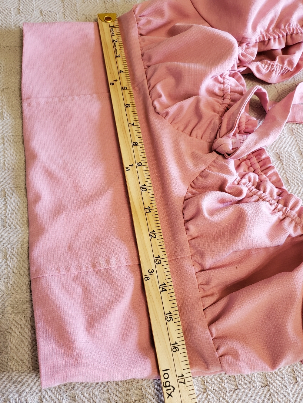 Lottie Moss x PacSun Pink Ruffle Peasant Crop Top Vacation Ready - Picture 7 of 11